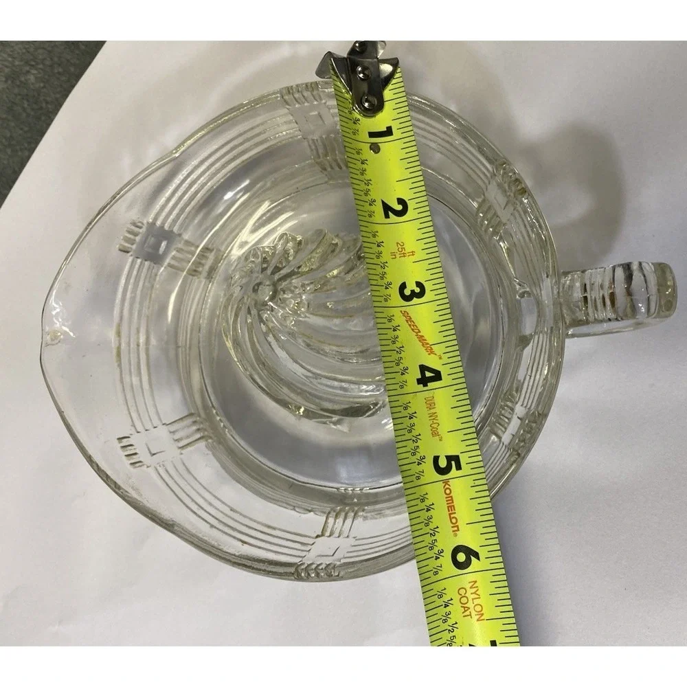 Vintage Hazel Atlas Clear Glass Juicer Reamer Basket Weave Criss Cross Pattern
